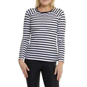 Spanx Striped Long Sleeve Swim Shirt - UPF 50+